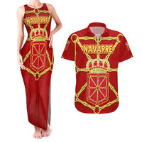 Navarre Flag Couples Matching Tank Maxi Dress and Hawaiian Shirt Autonomous Community of Spain - Wonder Print Shop