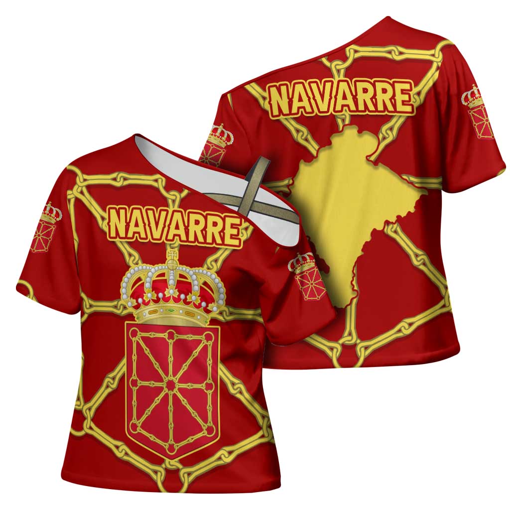 Navarre Flag Cross Shoulder Shirt Autonomous Community of Spain - Wonder Print Shop
