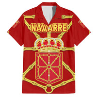 Navarre Flag Family Matching Off The Shoulder Long Sleeve Dress and Hawaiian Shirt Autonomous Community of Spain - Wonder Print Shop