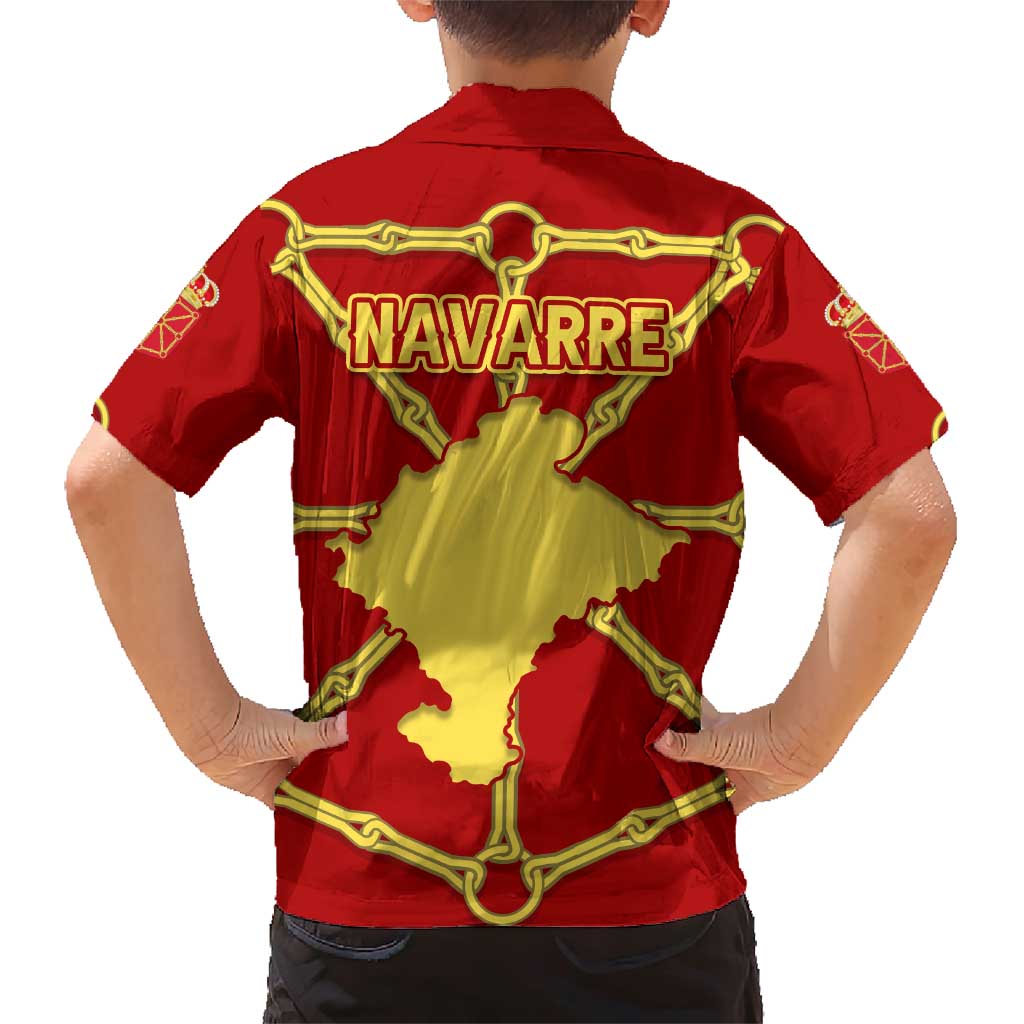 Navarre Flag Family Matching Short Sleeve Bodycon Dress and Hawaiian Shirt Autonomous Community of Spain - Wonder Print Shop