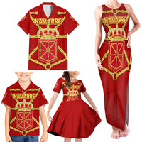 Navarre Flag Family Matching Tank Maxi Dress and Hawaiian Shirt Autonomous Community of Spain - Wonder Print Shop