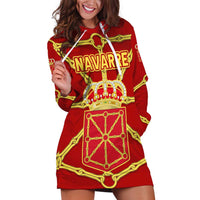 Navarre Flag Hoodie Dress Autonomous Community of Spain - Wonder Print Shop