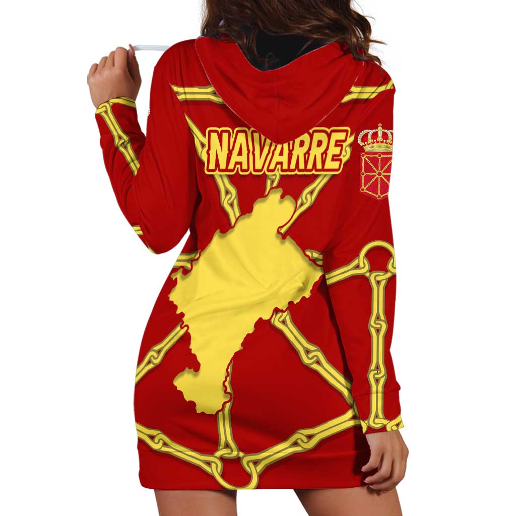 Navarre Flag Hoodie Dress Autonomous Community of Spain - Wonder Print Shop