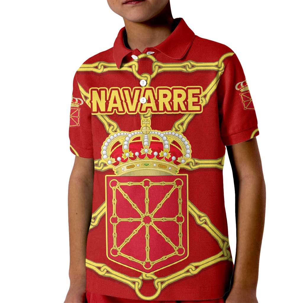 Navarre Flag Kid Polo Shirt Autonomous Community of Spain - Wonder Print Shop