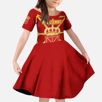 Navarre Flag Kid Short Sleeve Dress Autonomous Community of Spain - Wonder Print Shop