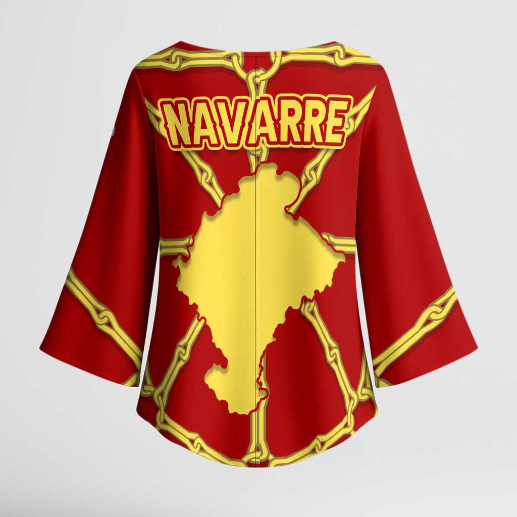 Navarre Flag Kimono Sleeve Blouse Autonomous Community of Spain - Wonder Print Shop