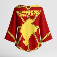 Navarre Flag Kimono Sleeve Blouse Autonomous Community of Spain - Wonder Print Shop