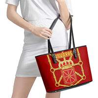 Navarre Flag Leather Tote Bag Autonomous Community of Spain - Wonder Print Shop