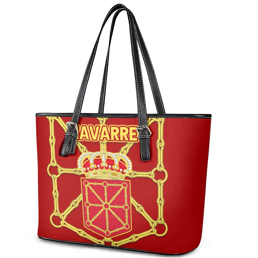 Navarre Flag Leather Tote Bag Autonomous Community of Spain - Wonder Print Shop