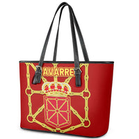 Navarre Flag Leather Tote Bag Autonomous Community of Spain - Wonder Print Shop