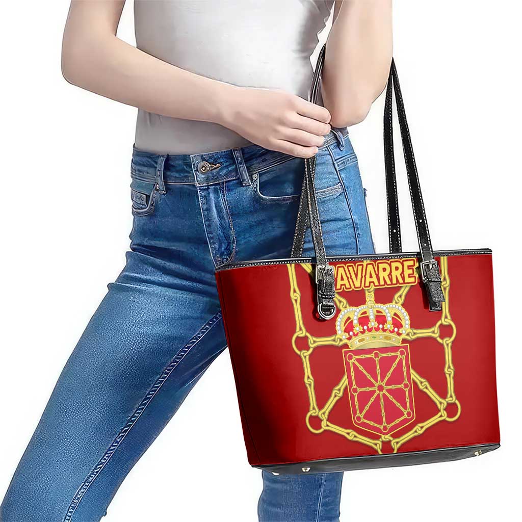 Navarre Flag Leather Tote Bag Autonomous Community of Spain - Wonder Print Shop