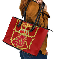 Navarre Flag Leather Tote Bag Autonomous Community of Spain - Wonder Print Shop