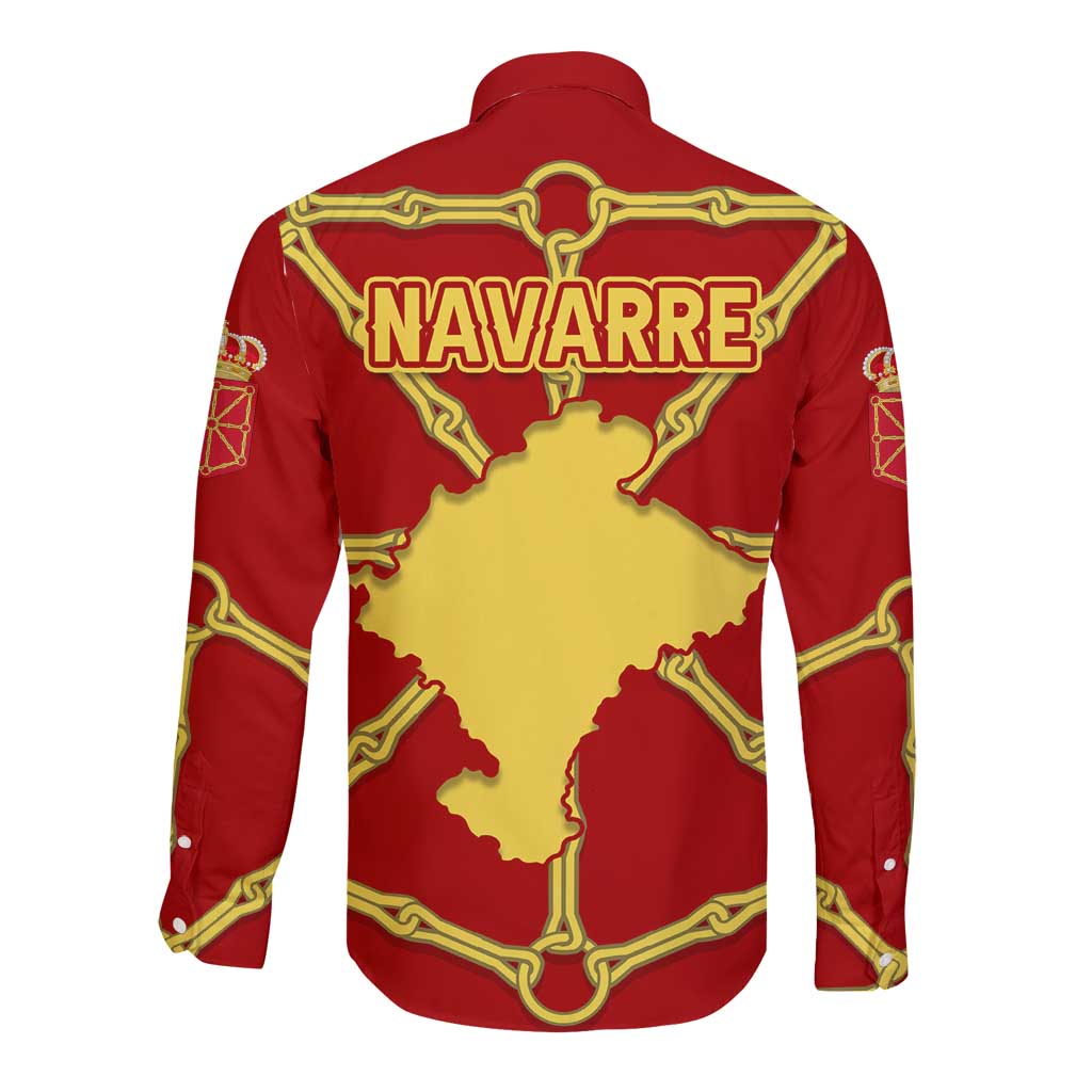 Navarre Flag Long Sleeve Button Shirt Autonomous Community of Spain - Wonder Print Shop