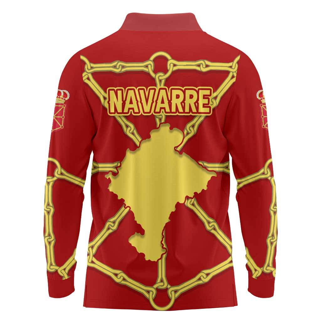 Navarre Flag Long Sleeve Polo Shirt Autonomous Community of Spain - Wonder Print Shop