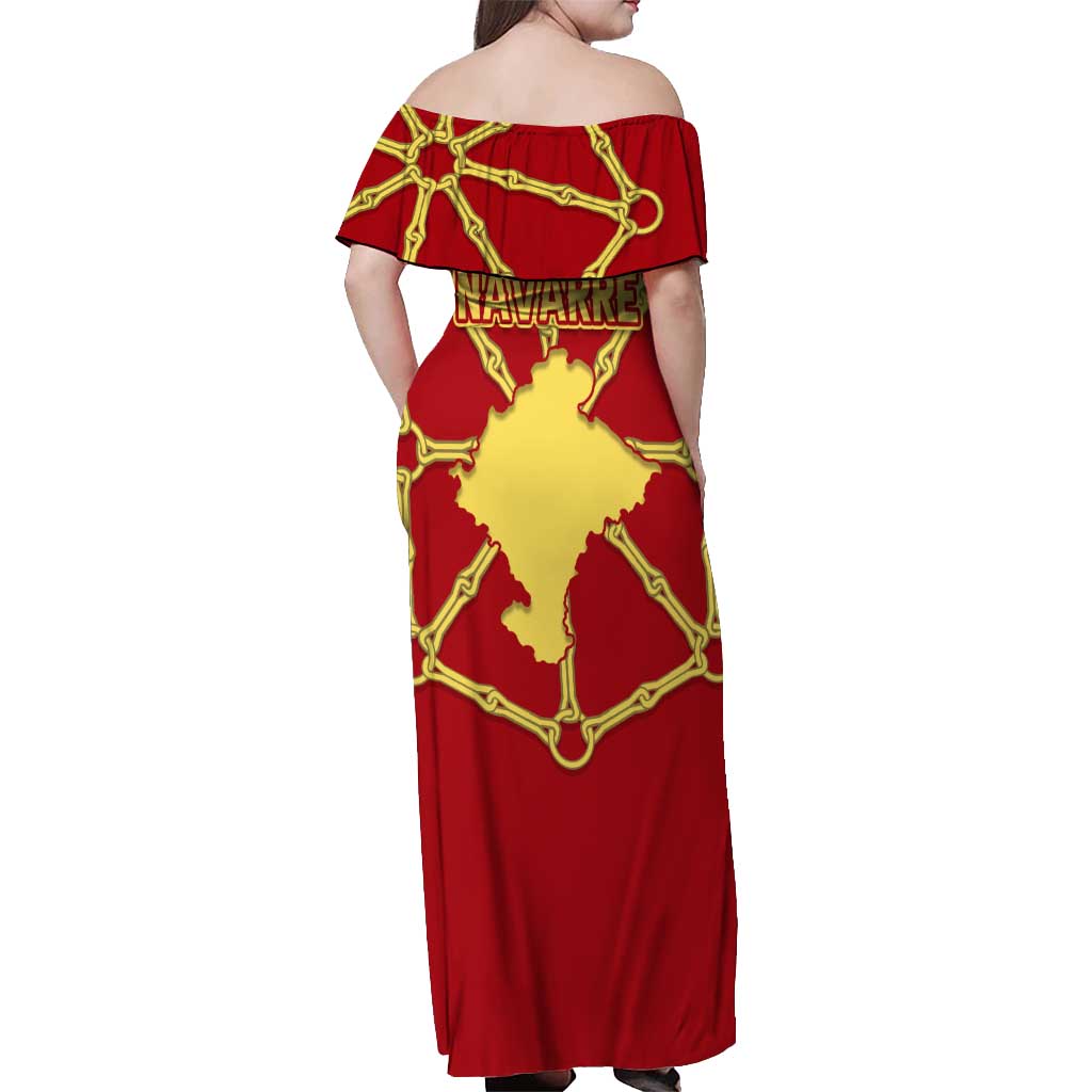 Navarre Flag Off Shoulder Maxi Dress Autonomous Community of Spain - Wonder Print Shop