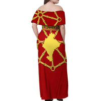 Navarre Flag Off Shoulder Maxi Dress Autonomous Community of Spain - Wonder Print Shop