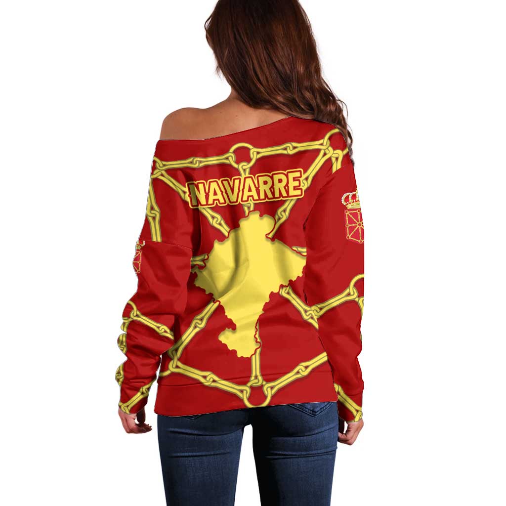 Navarre Flag Off Shoulder Sweater Autonomous Community of Spain - Wonder Print Shop