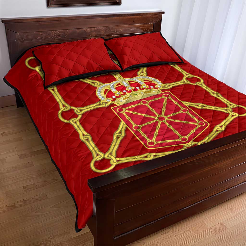 Navarre Flag Quilt Bed Set Autonomous Community of Spain - Wonder Print Shop