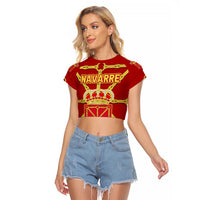 Navarre Flag Raglan Cropped T Shirt Autonomous Community of Spain - Wonder Print Shop