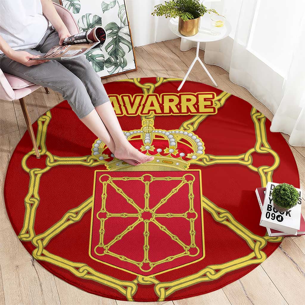 Navarre Flag Round Carpet Autonomous Community of Spain - Wonder Print Shop