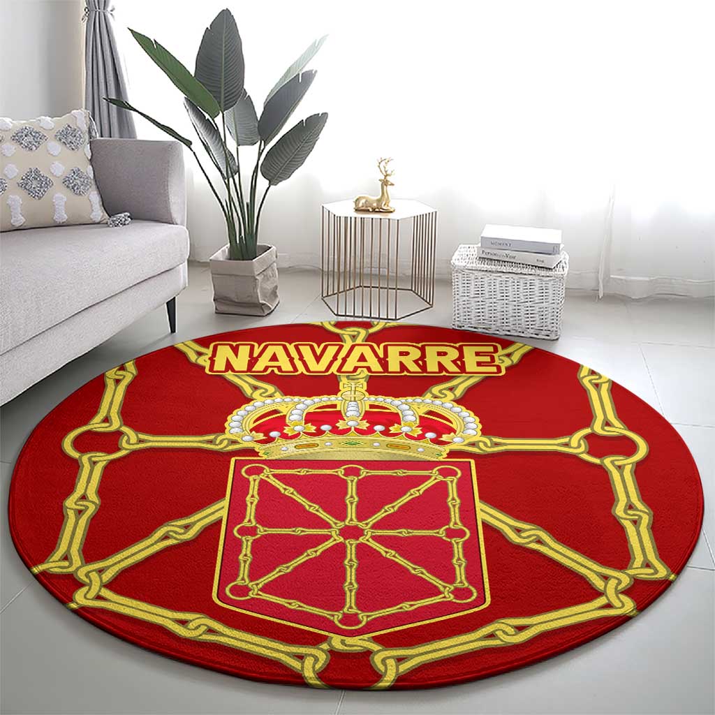 Navarre Flag Round Carpet Autonomous Community of Spain - Wonder Print Shop