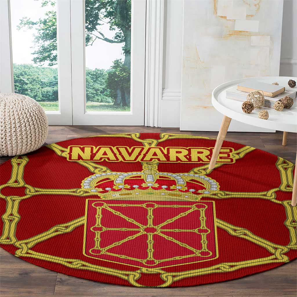 Navarre Flag Round Carpet Autonomous Community of Spain - Wonder Print Shop