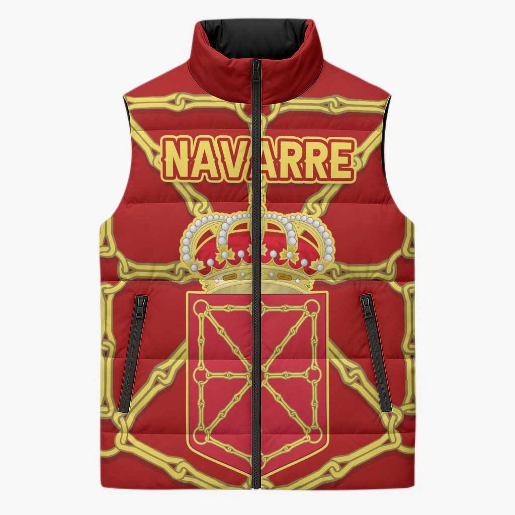 Navarre Flag Sleeveless Puffer Jacket Autonomous Community of Spain - Wonder Print Shop