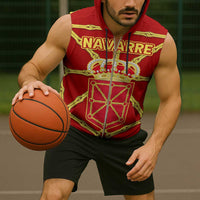 Navarre Flag Sleeveless Zip Hoodie Autonomous Community of Spain - Wonder Print Shop