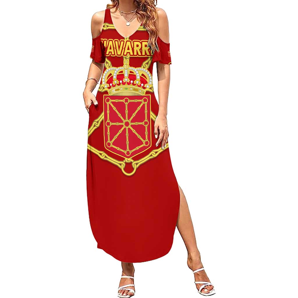 Navarre Flag Summer Maxi Dress Autonomous Community of Spain - Wonder Print Shop