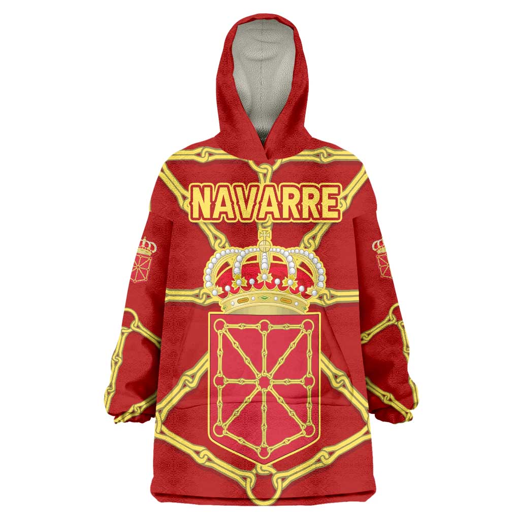 Navarre Flag Wearable Blanket Hoodie Autonomous Community of Spain - Wonder Print Shop