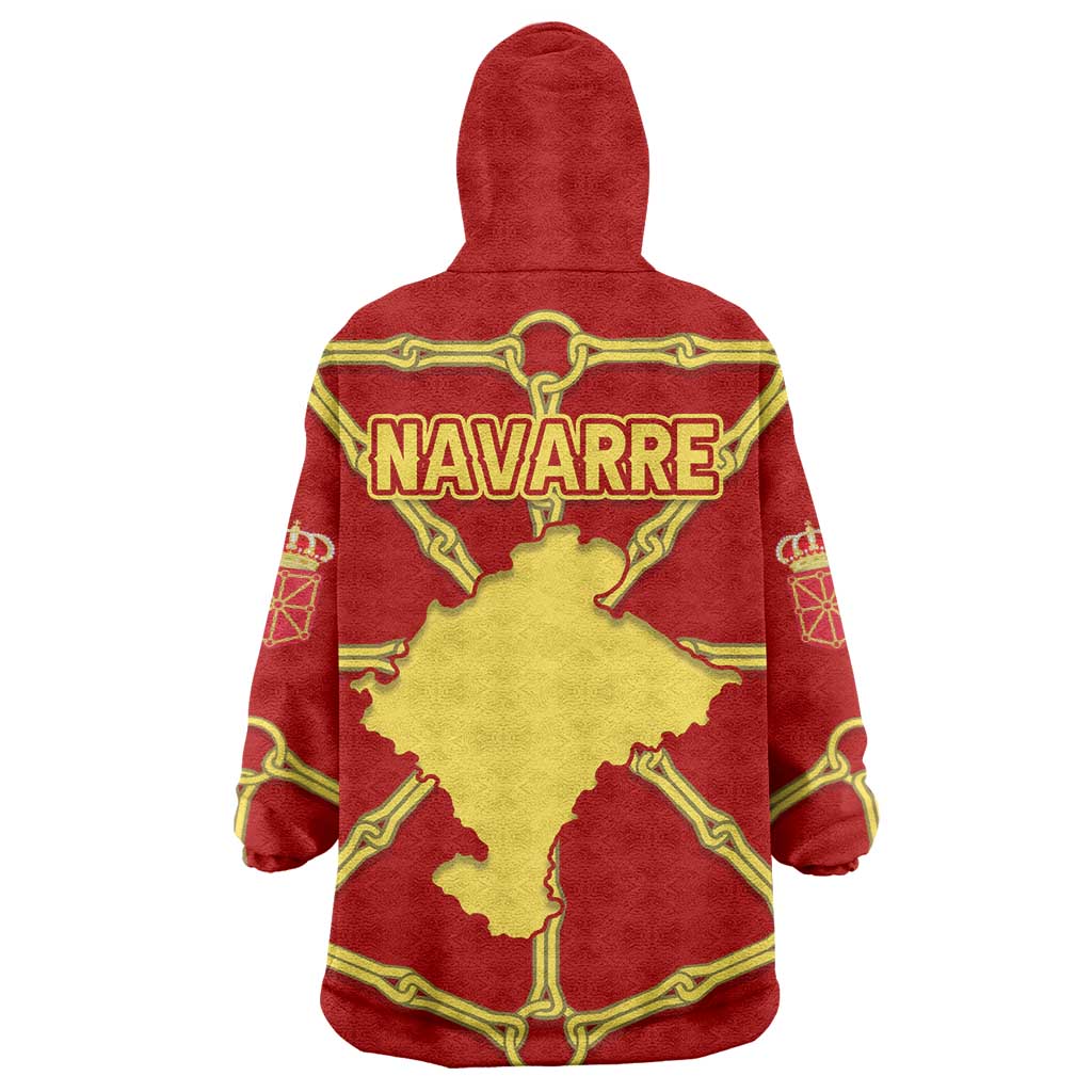 Navarre Flag Wearable Blanket Hoodie Autonomous Community of Spain - Wonder Print Shop