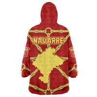 Navarre Flag Wearable Blanket Hoodie Autonomous Community of Spain - Wonder Print Shop