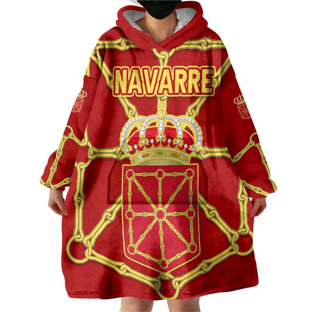 Navarre Flag Wearable Blanket Hoodie Autonomous Community of Spain - Wonder Print Shop