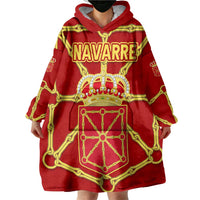 Navarre Flag Wearable Blanket Hoodie Autonomous Community of Spain - Wonder Print Shop