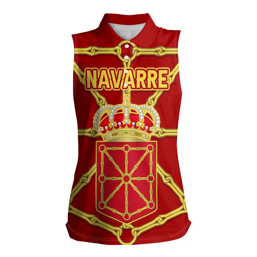 Navarre Flag Women Sleeveless Polo Shirt Autonomous Community of Spain - Wonder Print Shop
