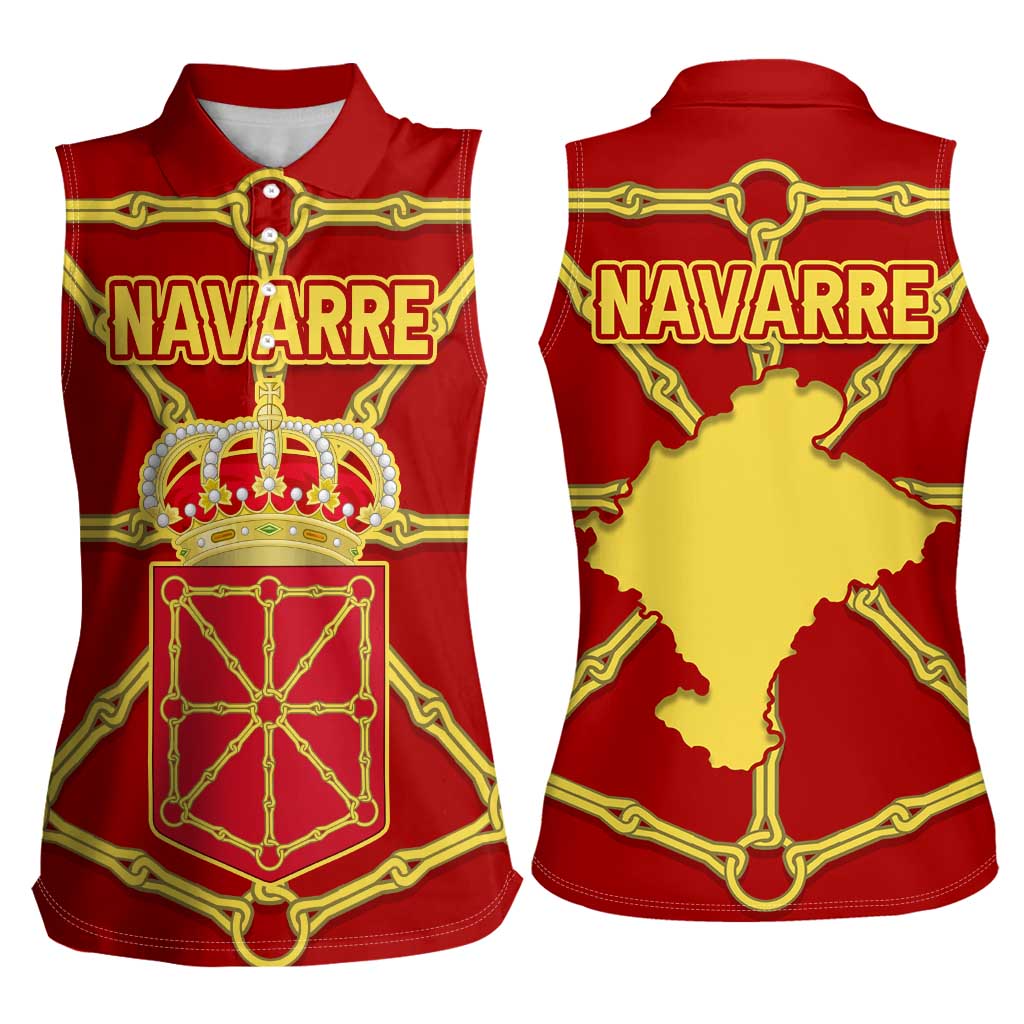 Navarre Flag Women Sleeveless Polo Shirt Autonomous Community of Spain - Wonder Print Shop