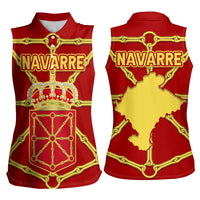 Navarre Flag Women Sleeveless Polo Shirt Autonomous Community of Spain - Wonder Print Shop