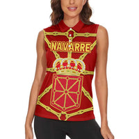 Navarre Flag Women Sleeveless Polo Shirt Autonomous Community of Spain - Wonder Print Shop