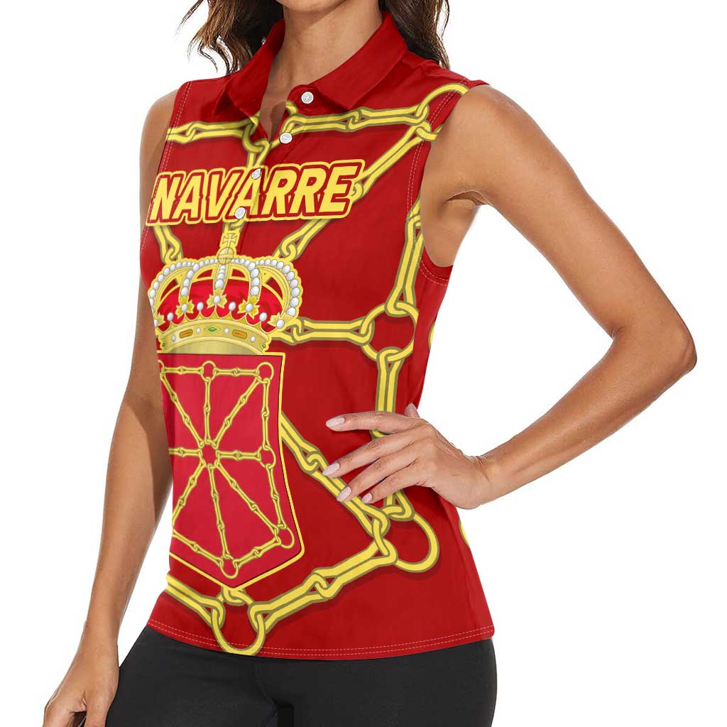 Navarre Flag Women Sleeveless Polo Shirt Autonomous Community of Spain - Wonder Print Shop