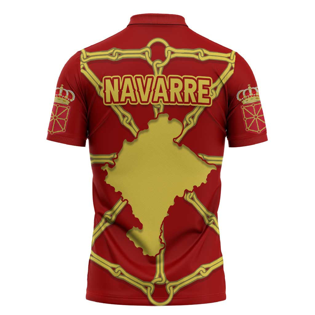 Navarre Flag Zipper Polo Shirt Autonomous Community of Spain - Wonder Print Shop