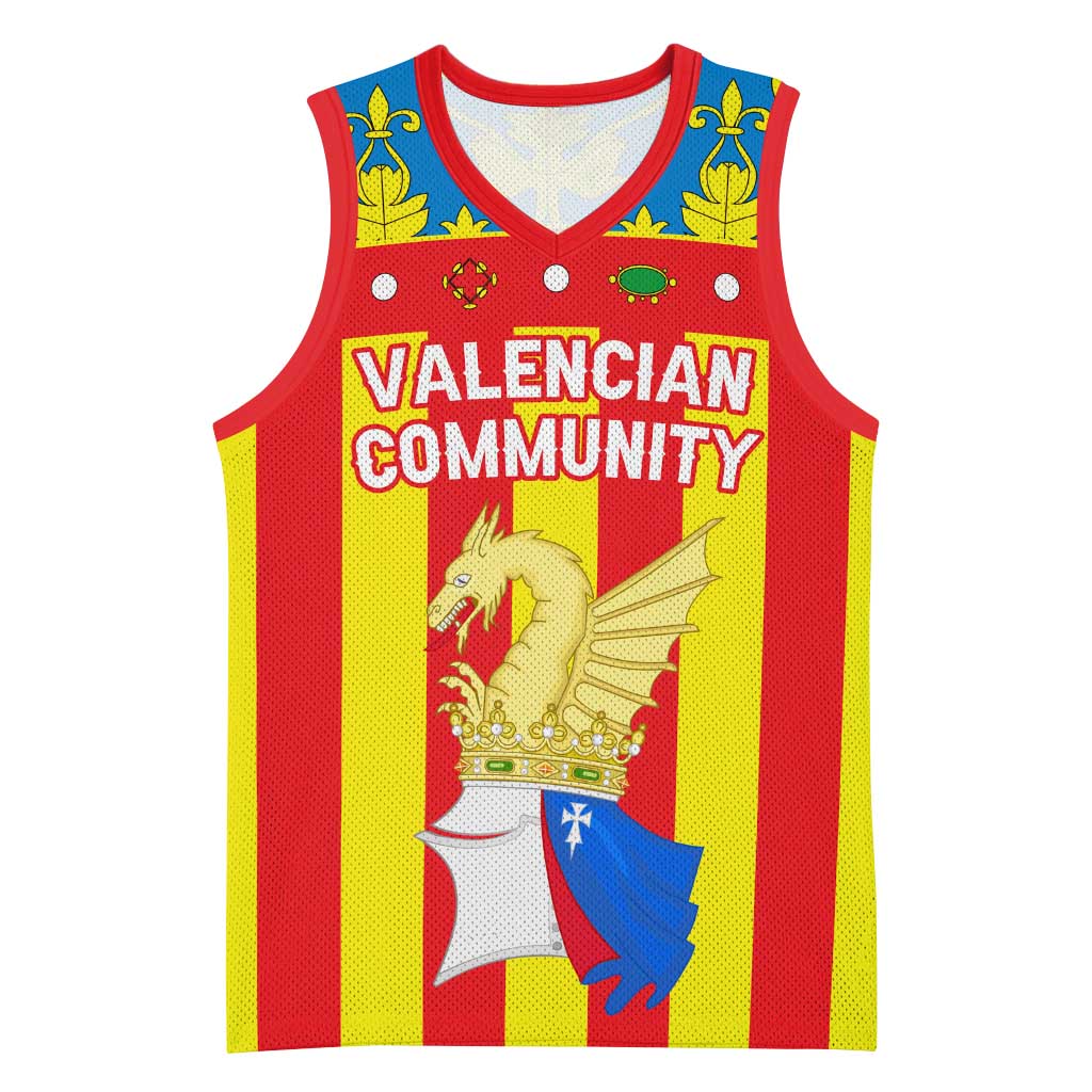 Valencian Community Flag Basketball Jersey Autonomous Community of Spain - Wonder Print Shop