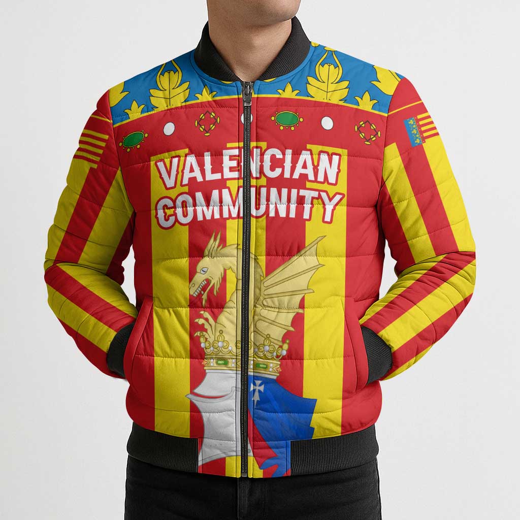 Valencian Community Flag Bomber Puffer Jacket Autonomous Community of Spain - Wonder Print Shop