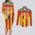 Valencian Community Flag Couples Matching Long Sleeve Bodycon Dress and Long Sleeve Button Shirt Autonomous Community of Spain - Wonder Print Shop