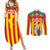 Valencian Community Flag Couples Matching Summer Maxi Dress and Long Sleeve Button Shirt Autonomous Community of Spain - Wonder Print Shop