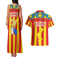 Valencian Community Flag Couples Matching Tank Maxi Dress and Hawaiian Shirt Autonomous Community of Spain - Wonder Print Shop