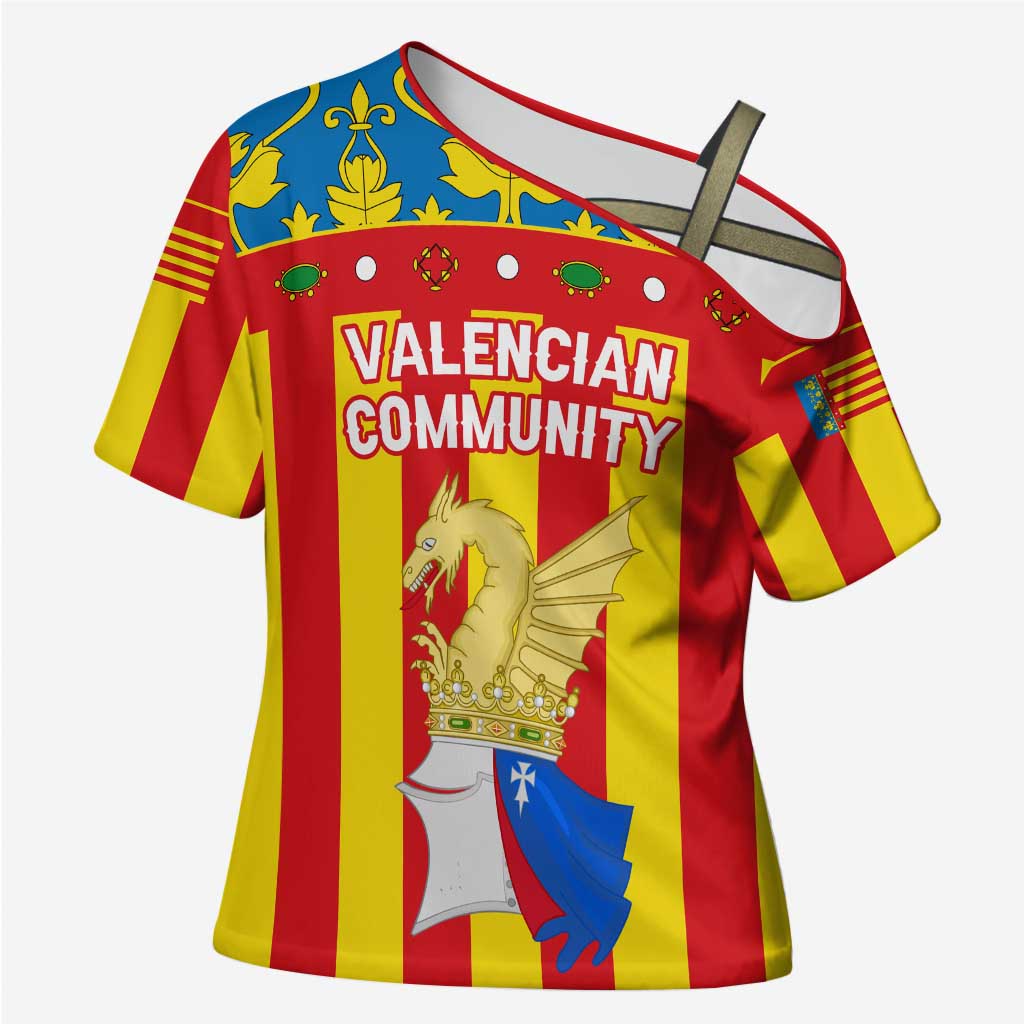 Valencian Community Flag Cross Shoulder Shirt Autonomous Community of Spain - Wonder Print Shop