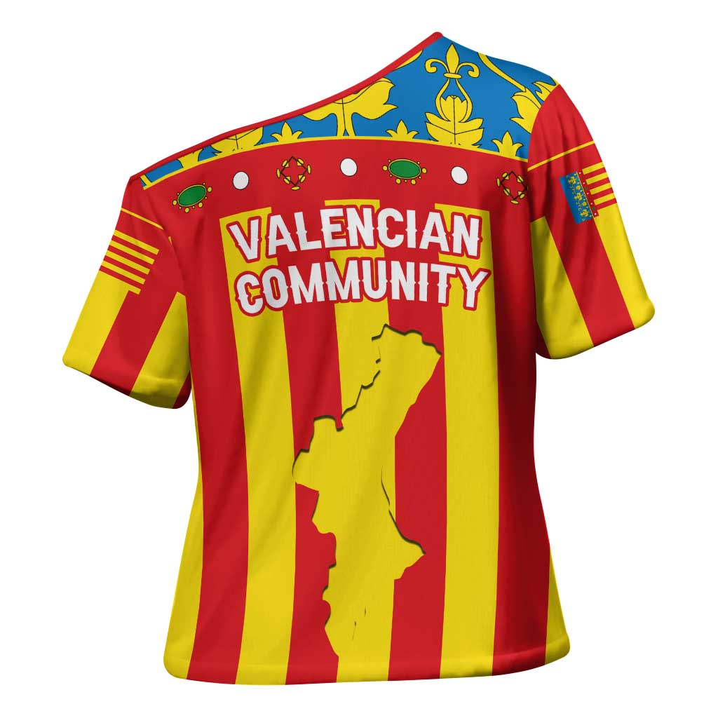 Valencian Community Flag Cross Shoulder Shirt Autonomous Community of Spain - Wonder Print Shop