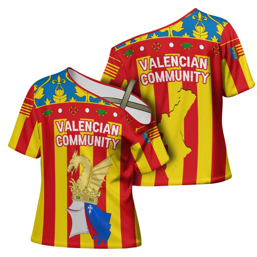 Valencian Community Flag Cross Shoulder Shirt Autonomous Community of Spain - Wonder Print Shop