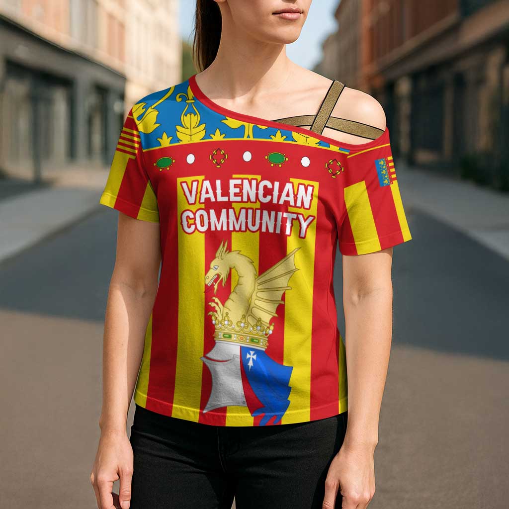 Valencian Community Flag Cross Shoulder Shirt Autonomous Community of Spain - Wonder Print Shop