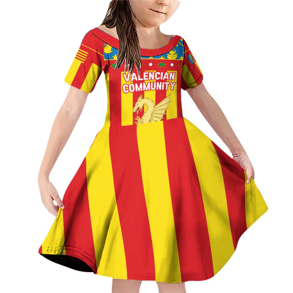 Valencian Community Flag Family Matching Off Shoulder Short Dress and Hawaiian Shirt Autonomous Community of Spain - Wonder Print Shop